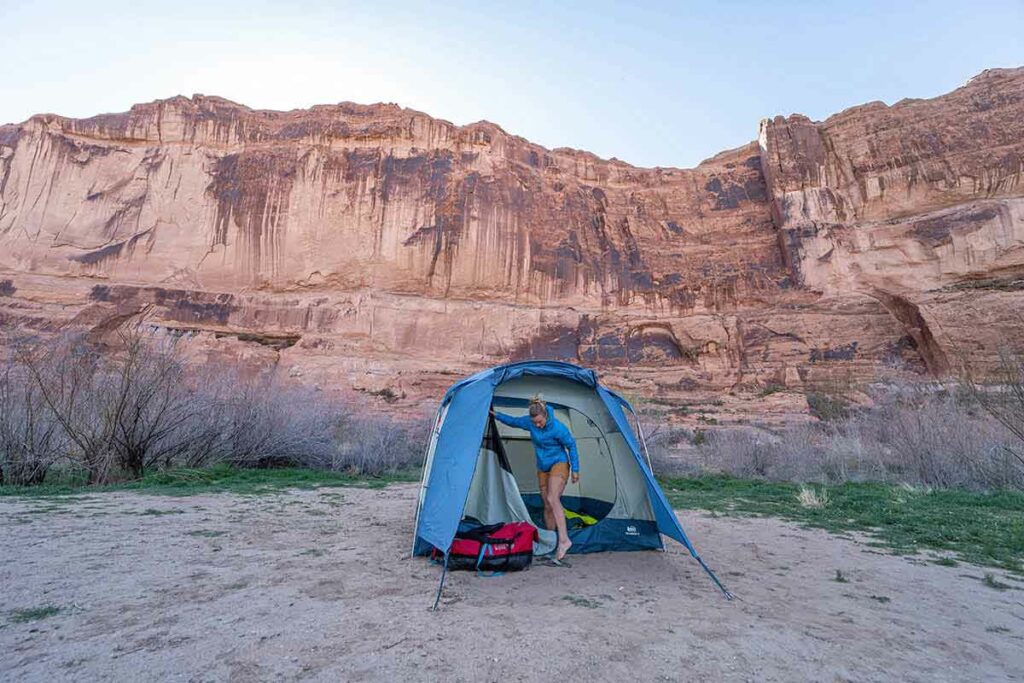 Camping-tent-(REI-Co-op-Skyward-4-exiting-tent)